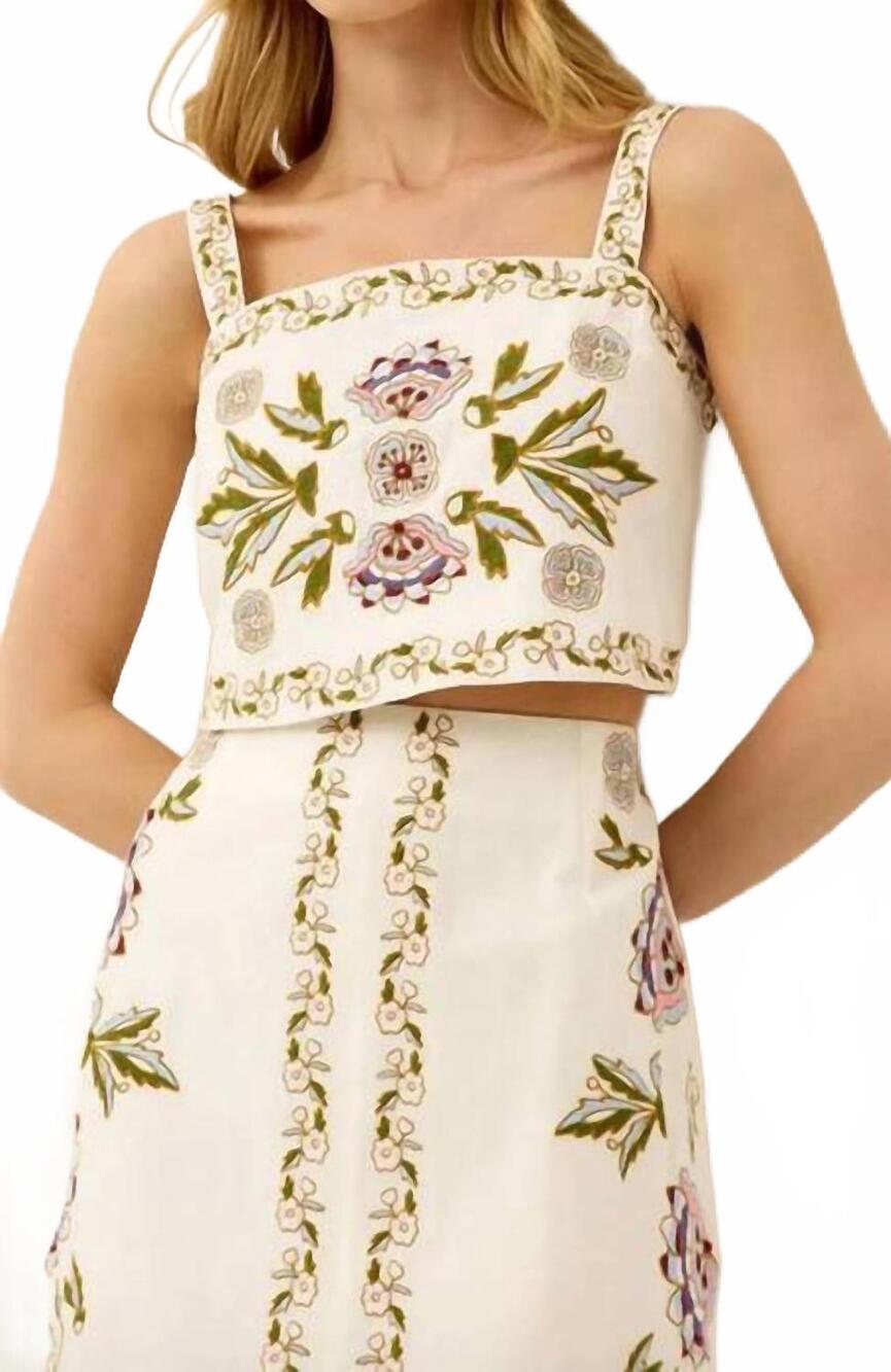 NEW MARIE OLIVER payton floral embroidery top in secret garden